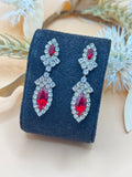 Vintage Red Marquise Rhinestone Dangle Statement Earrings