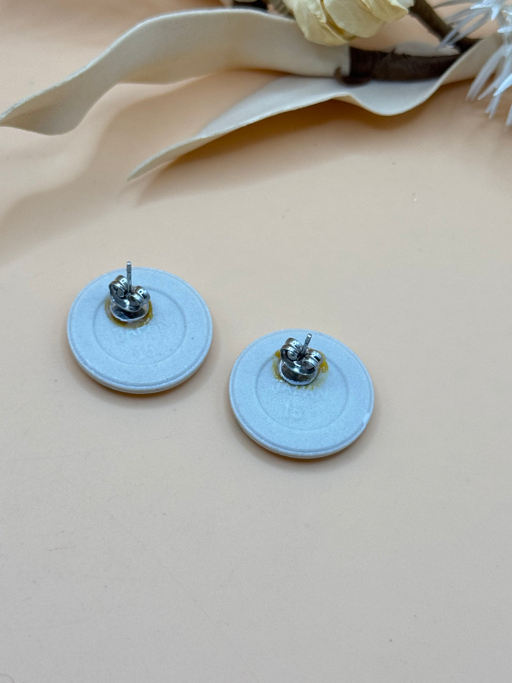 Vintage Ceramic Bunny Rabbit Stud Earrings Made in Japan