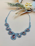 Blush Pink Teardrop Rhinestone Statement Necklace