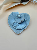 Vintage Silver Tone Layered Heart and Flower Brooch