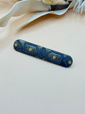 Vintage Black Enamel Gold Tone Geometric Bar Brooch