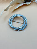 Vintage Silver Tone Twisted Wreath Circle Brooch