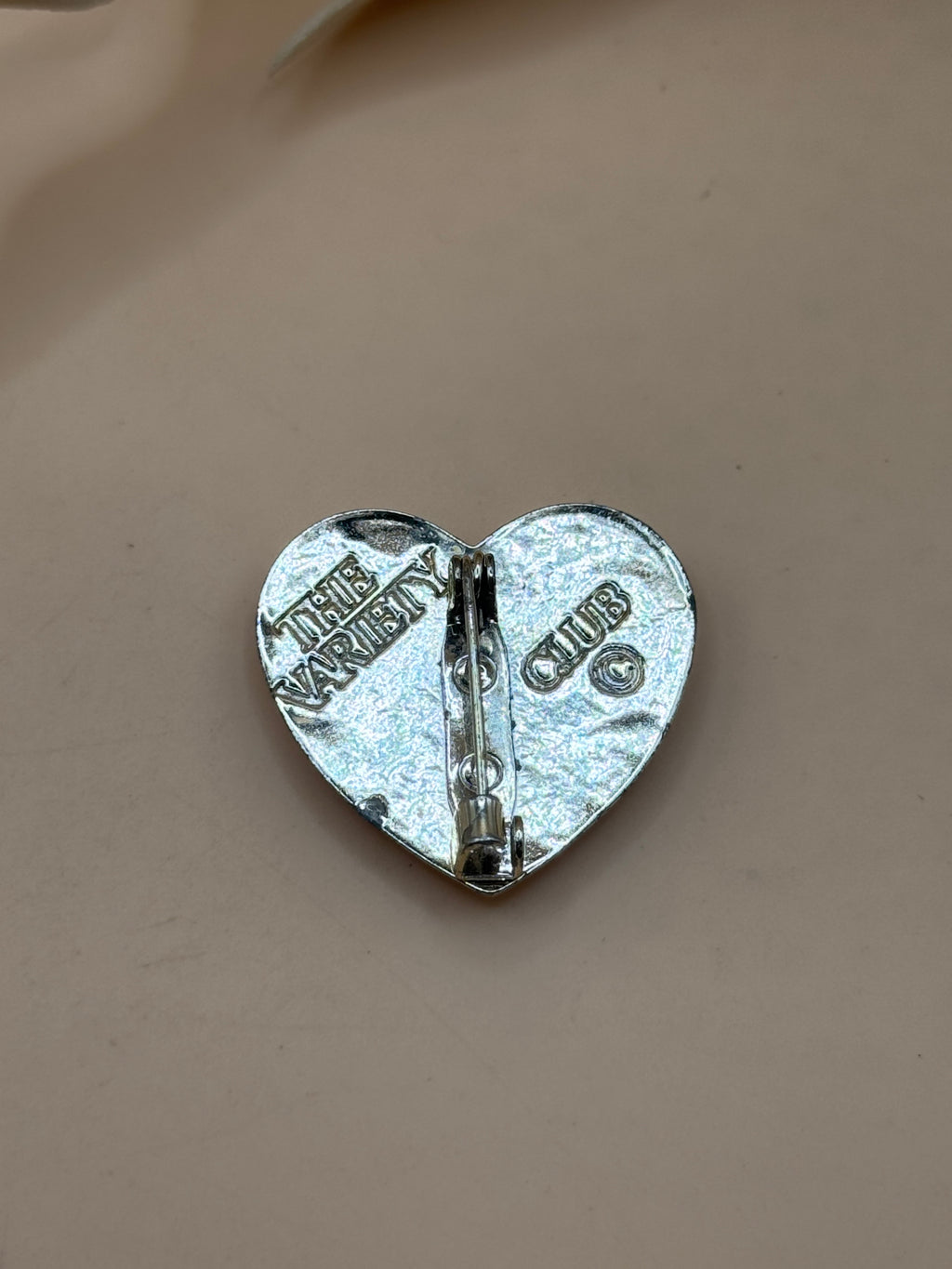 Vintage The Variety Club Silver Tone Heart Tree Brooch