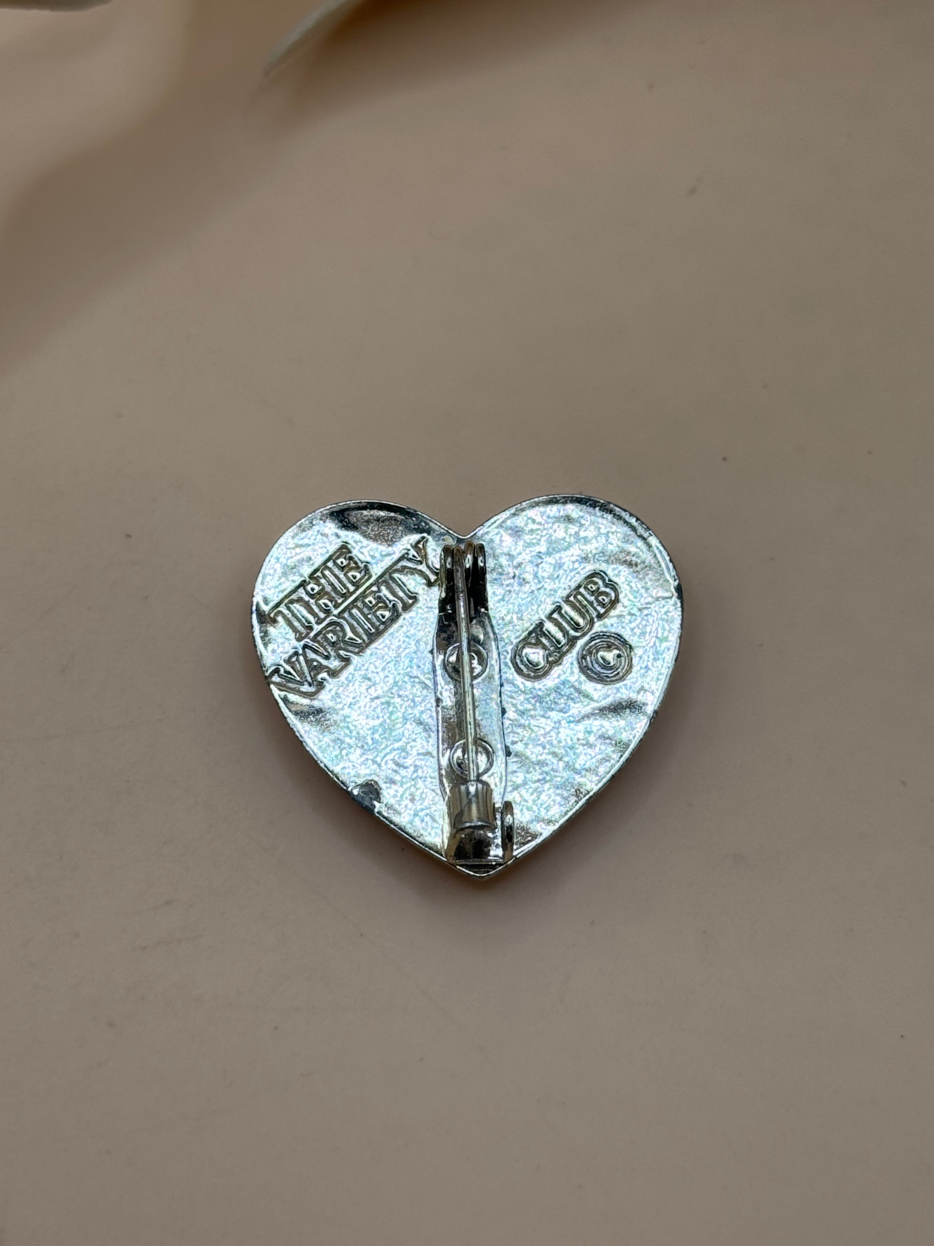Vintage The Variety Club Silver Tone Heart Tree Brooch