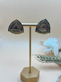 Vintage Gold Tone Geometric Triangle Clip-On Earrings